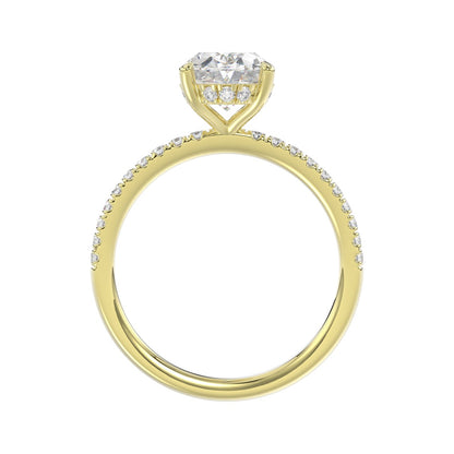 14K YELLOW GOLD 2 1/5CT ROUND/OVAL DIAMOND LADIES RING (CENTER STONE OVAL DIAMOND 2CT)