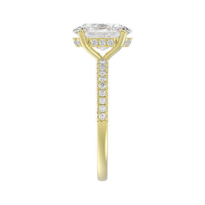 14K YELLOW GOLD 2 1/5CT ROUND/OVAL DIAMOND LADIES RING (CENTER STONE OVAL DIAMOND 2CT)