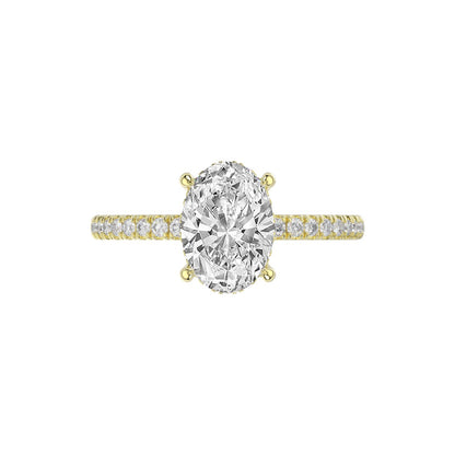 14K YELLOW GOLD 2 1/5CT ROUND/OVAL DIAMOND LADIES RING (CENTER STONE OVAL DIAMOND 2CT)