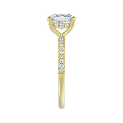 14K YELLOW GOLD 2 1/4CT ROUND/CUSHION DIAMOND LADIES RING (CENTER STONE CUSHION DIAMOND 2CT)