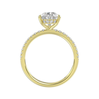 14K YELLOW GOLD 2 3/4CT ROUND/PEAR DIAMOND LADIES RING (CENTER STONE PEAR DIAMOND 2CT)