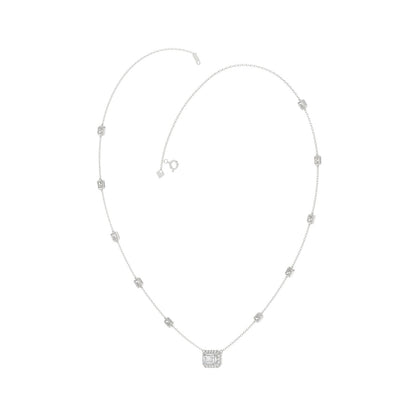 14K WHITE GOLD 2 1/4CT ROUND/EMERALD DIAMOND LADIES NECKLACE