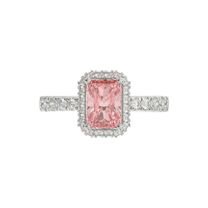 ETERNAL BLUSH COLLECTION 14K WHITE GOLD 1.00CT ROUND/RADIANT DIAMOND LADIES RING (CENTER STONE PINK RADIANT DIAMOND 3.00CT)