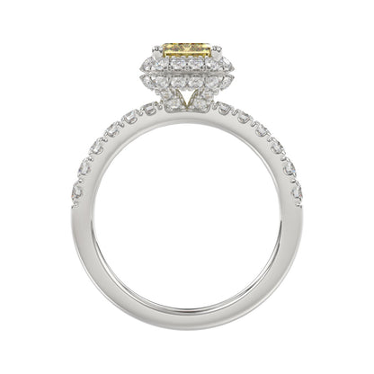 14K WHITE GOLD 1.00CT ROUND/YELLOW RADIANT DIAMOND LADIES RING (CENTER STONE YELLOW RADIANT DIAMOND 3.00CT)