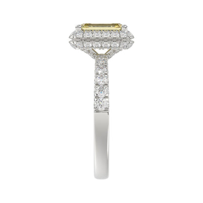14K WHITE GOLD 1.00CT ROUND/YELLOW RADIANT DIAMOND LADIES RING (CENTER STONE YELLOW RADIANT DIAMOND 3.00CT)