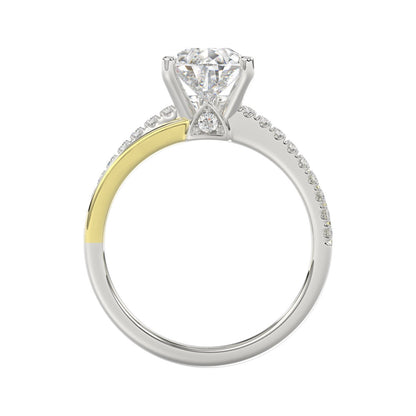 14K WHITE/YELLOW GOLD 2 1/4CT ROUND/PEAR DIAMOND LADIES RING (CENTER STONE PEAR DIAMOND 2CT)