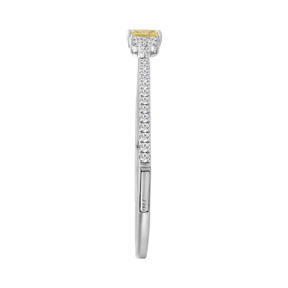 14K WHITE GOLD 3 1/4CT ROUND/PEAR/MARQUISE/YELLOW RADIANT DIAMOND LADIES BANGLE (CENTER STONE YELLOW RADIANT DIAMOND 1 1/2CT)