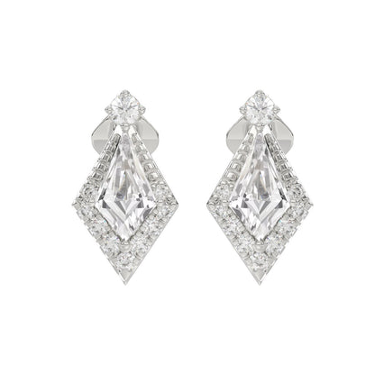 14K WHITE GOLD 1 1/4CT ROUND/KITE STEP CUT DIAMOND LADIES EARRINGS