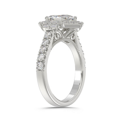 14K WHITE GOLD 2 1/4CT ROUND/BAGUETTE/HEXAGON DIAMOND LADIES RING