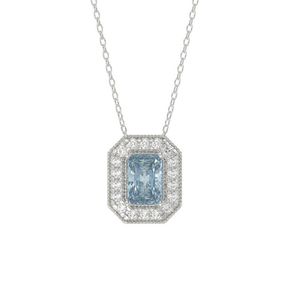 14K WHITE GOLD 1 1/4CT ROUND/BLUE RADIANT DIAMOND LADIES PENDANT WITH CHAIN (BLUE RADIANT DIAMOND 1.00CT)