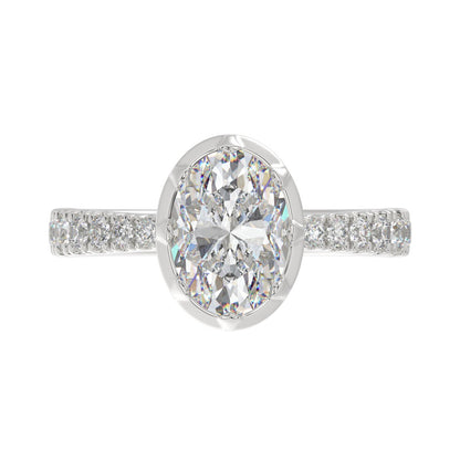 14K WHITE GOLD 2 1/2CT ROUND/OVAL DIAMOND LADIES RING (CENTER STONE OVAL DIAMOND 2CT)