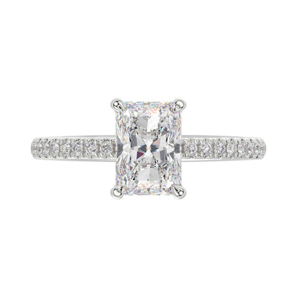 14K WHITE GOLD 1 3/4CT ROUND/RADIANT DIAMOND LADIES RING (CENTER STONE RADIANT DIAMOND 1 1/2CT)