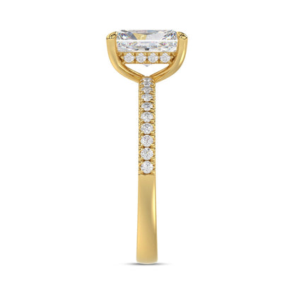 14K YELLOW GOLD 1 3/4CT ROUND/RADIANT DIAMOND LADIES RING (CENTER STONE RADIANT DIAMOND 1 1/2CT)