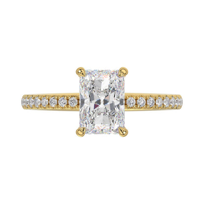 14K YELLOW GOLD 1 3/4CT ROUND/RADIANT DIAMOND LADIES RING (CENTER STONE RADIANT DIAMOND 1 1/2CT)