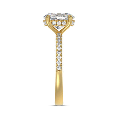 14K YELLOW GOLD 1 3/4CT ROUND/OVAL DIAMOND LADIES RING (CENTER STONE OVAL DIAMOND 1 1/2CT)