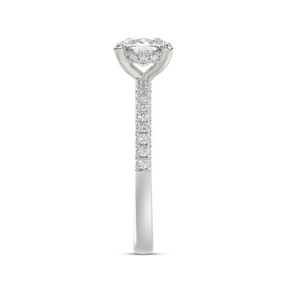 14K WHITE GOLD 1 3/4CT ROUND/CUSHION DIAMOND LADIES RING (CENTER STONE CUSHION DIAMOND 1 1/2CT)