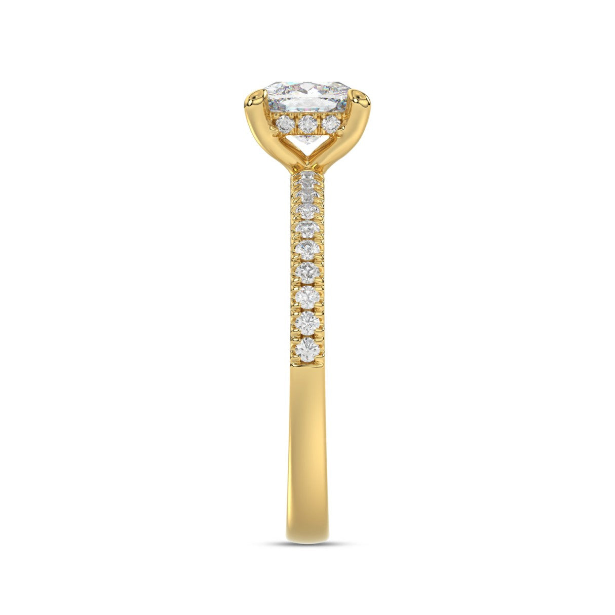 14K YELLOW GOLD 1 3/4CT ROUND/CUSHION DIAMOND LADIES RING (CENTER STONE CUSHION DIAMOND 1 1/2CT)