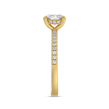 14K YELLOW GOLD 1 3/4CT ROUND/CUSHION DIAMOND LADIES RING (CENTER STONE CUSHION DIAMOND 1 1/2CT)