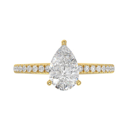 14K YELLOW GOLD 1 3/4CT ROUND/PEAR DIAMOND LADIES RING (CENTER STONE PEAR DIAMOND 1 1/2CT)