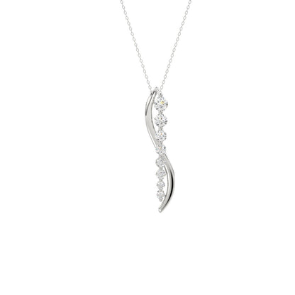 14K WHITE GOLD 3/8CT ROUND DIAMOND LADIES PENDANT WITH CHAIN