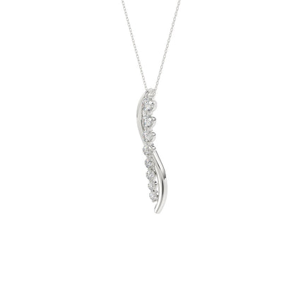 14K WHITE GOLD 3/8CT ROUND DIAMOND LADIES PENDANT WITH CHAIN