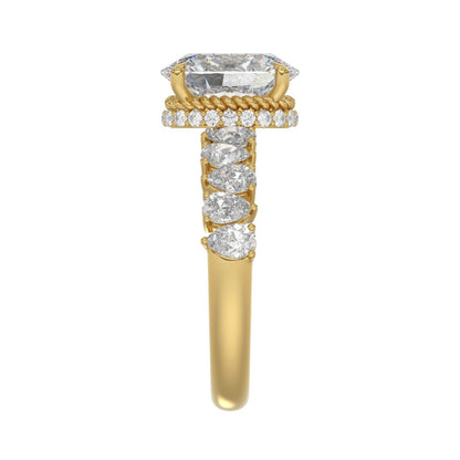 14K YELLOW GOLD 2 3/4CT ROUND/OVAL/PEAR DIAMOND LADIES RING (CENTER STONE OVAL DIAMOND 2CT)