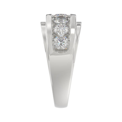 14K WHITE GOLD 2.00CT ROUND DIAMOND MEN'S BAND