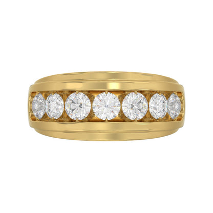 14K YELLOW GOLD 2.00CT ROUND DIAMOND MEN'S BAND