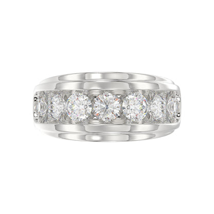 14K WHITE GOLD 3.00CT ROUND DIAMOND MEN'S BAND