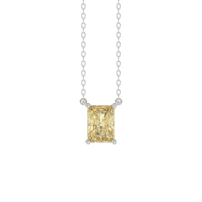 14K WHITE GOLD 1.00CT YELLOW RADIANT DIAMOND LADIES PENDANT