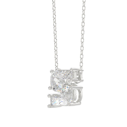14K WHITE GOLD 1 3/4CT FANCY CUT ALPHABET DIAMOND LADIES PENDANT WITH CHAIN