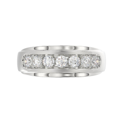 14K WHITE GOLD 1.00CT ROUND DIAMOND MEN'S BAND
