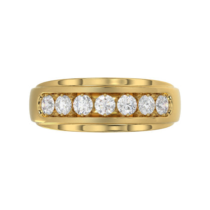 14K YELLOW GOLD 1.00CT ROUND DIAMOND MEN'S BAND