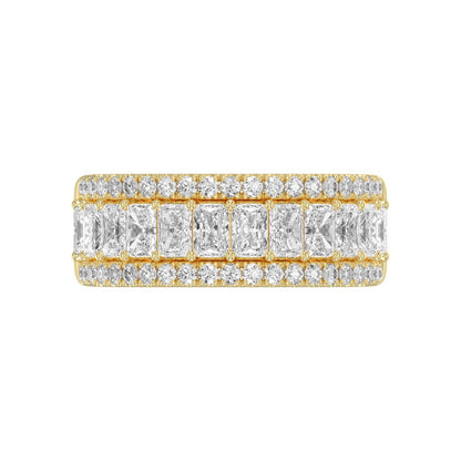 Ladies 14K Yellow Gold Ladies Band 2 1/4CT Featuring Round &amp; Radiant Cut Diamonds