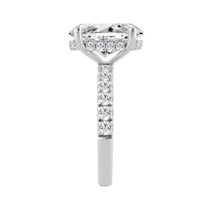 14K WHITE GOLD 4 3/4CT ROUND/OVAL DIAMOND LADIES RING (CENTER STONE OVAL DIAMOND 4CT)