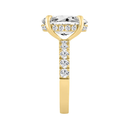 14K YELLOW GOLD 6.00CT ROUND/OVAL DIAMOND LADIES RING (CENTER STONE OVAL DIAMOND 5.00CT)