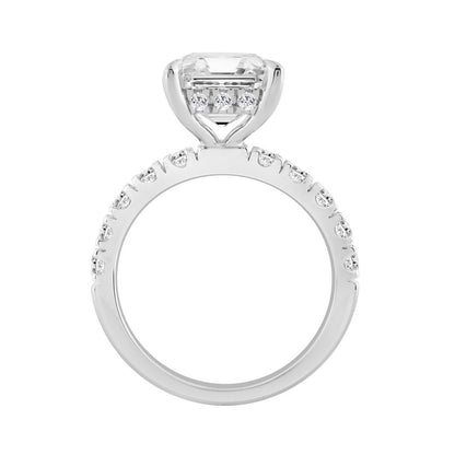 14K WHITE GOLD 4 3/4CT ROUND/CUSHION DIAMOND LADIES RING (CENTER STONE CUSHION DIAMOND 4CT)