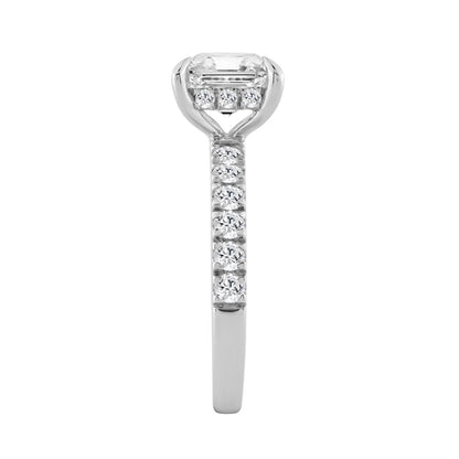 14K WHITE GOLD 6.00CT ROUND/CUSHION DIAMOND LADIES RING (CENTER STONE CUSHION DIAMOND 5CT)