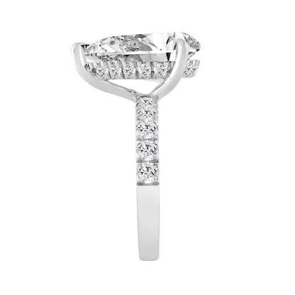 14K WHITE GOLD 6.00CT ROUND/PEAR DIAMOND LADIES RING (CENTER STONE PEAR DIAMOND 5CT