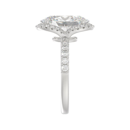 14K WHITE GOLD 4 1/2CT ROUND/OVAL DIAMOND LADIES RING (CENTER STONE OVAL DIAMOND 4.00CT &amp; Color F-G Clarity VS1/VS2)