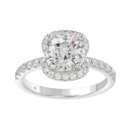 14K WHITE GOLD 4 1/2CT ROUND/CUSHION DIAMOND LADIES RING (CENTER STONE CUSHION DIAMOND 4CT &amp; Color F-G Clarity VS1/VS2)