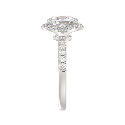 14K WHITE GOLD 4 1/2CT ROUND/CUSHION DIAMOND LADIES RING (CENTER STONE CUSHION DIAMOND 4CT &amp; Color F-G Clarity VS1/VS2)
