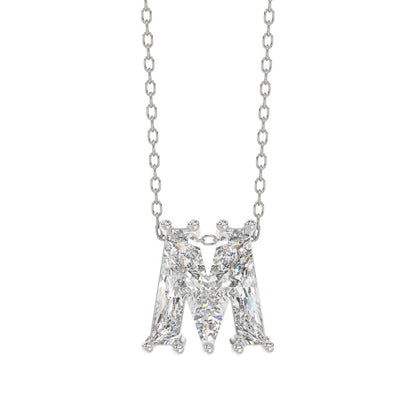 14K WHITE GOLD 1 5/8CT FANCY CUT ALPHABET DIAMOND LADIES PENDANT WITH CHAIN