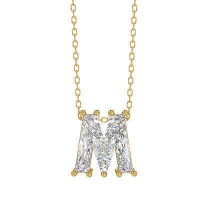 14K YELLOW GOLD 1 5/8CT FANCY CUT ALPHABET DIAMOND LADIES PENDANT WITH CHAIN