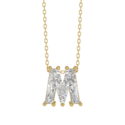 14K YELLOW GOLD 1 5/8CT FANCY CUT ALPHABET DIAMOND LADIES PENDANT WITH CHAIN