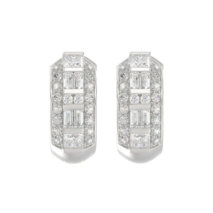 14K WHITE GOLD 1.00CT ROUND/PRINCESS/BAGUETTE DIAMOND LADIES EARRINGS