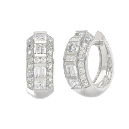 14K WHITE GOLD 1.00CT ROUND/PRINCESS/BAGUETTE DIAMOND LADIES EARRINGS
