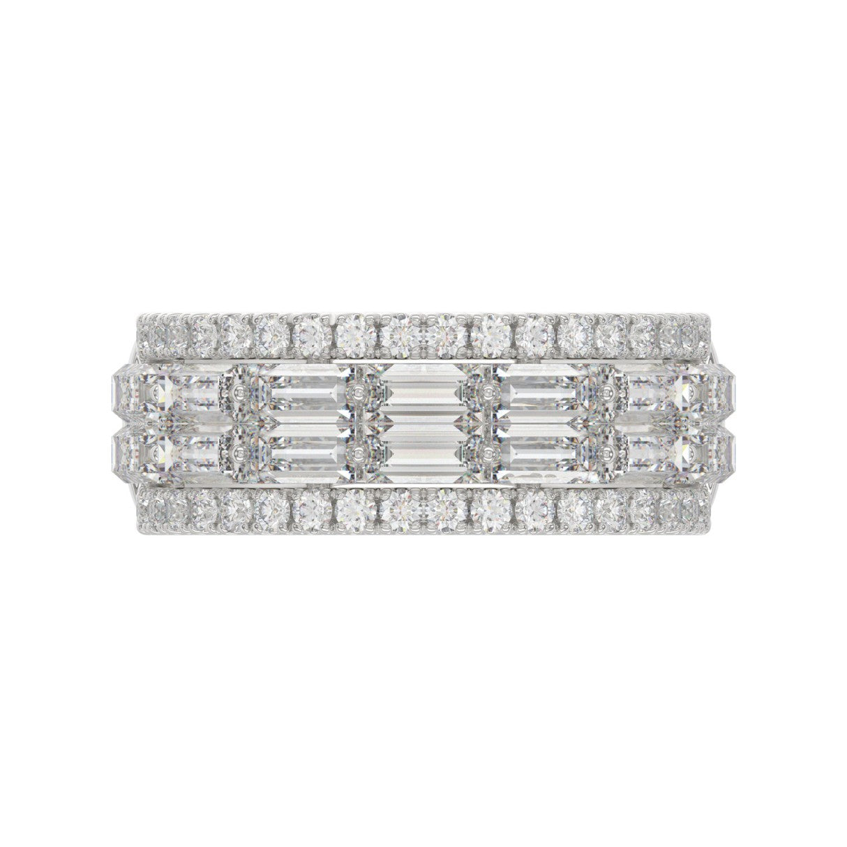14K WHITE GOLD 1 1/4CT ROUND/BAGUETTE DIAMOND LADIES BAND