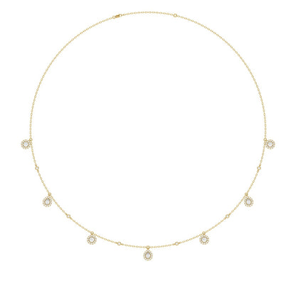 14K YELLOW GOLD 1.00CT ROUND/PEAR DIAMOND LADIES NECKLACE