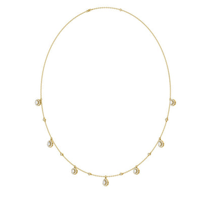 14K YELLOW GOLD 1.00CT ROUND/PEAR DIAMOND LADIES NECKLACE